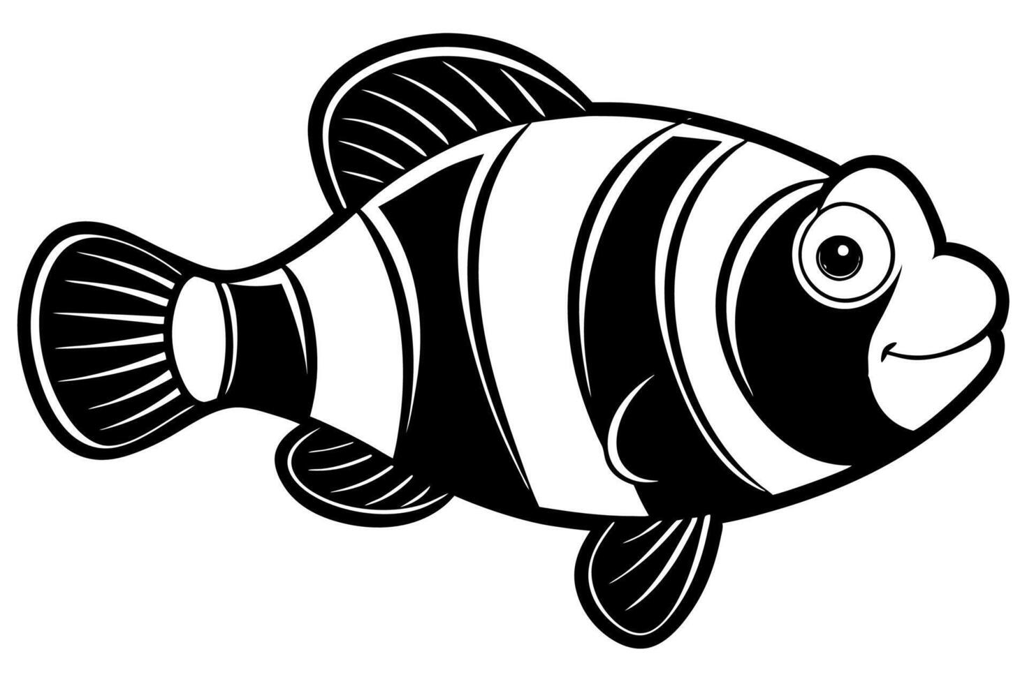 Funny Clownfish Illustration Cartoon Clipart And Line Art Design, Cute and funny clownfish illustration in cartoon style with white background. vector