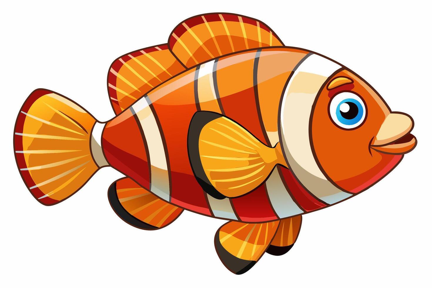 Funny Clownfish Illustration Cartoon Clipart And Line Art Design, Cute and funny clownfish illustration in cartoon style with white background. vector