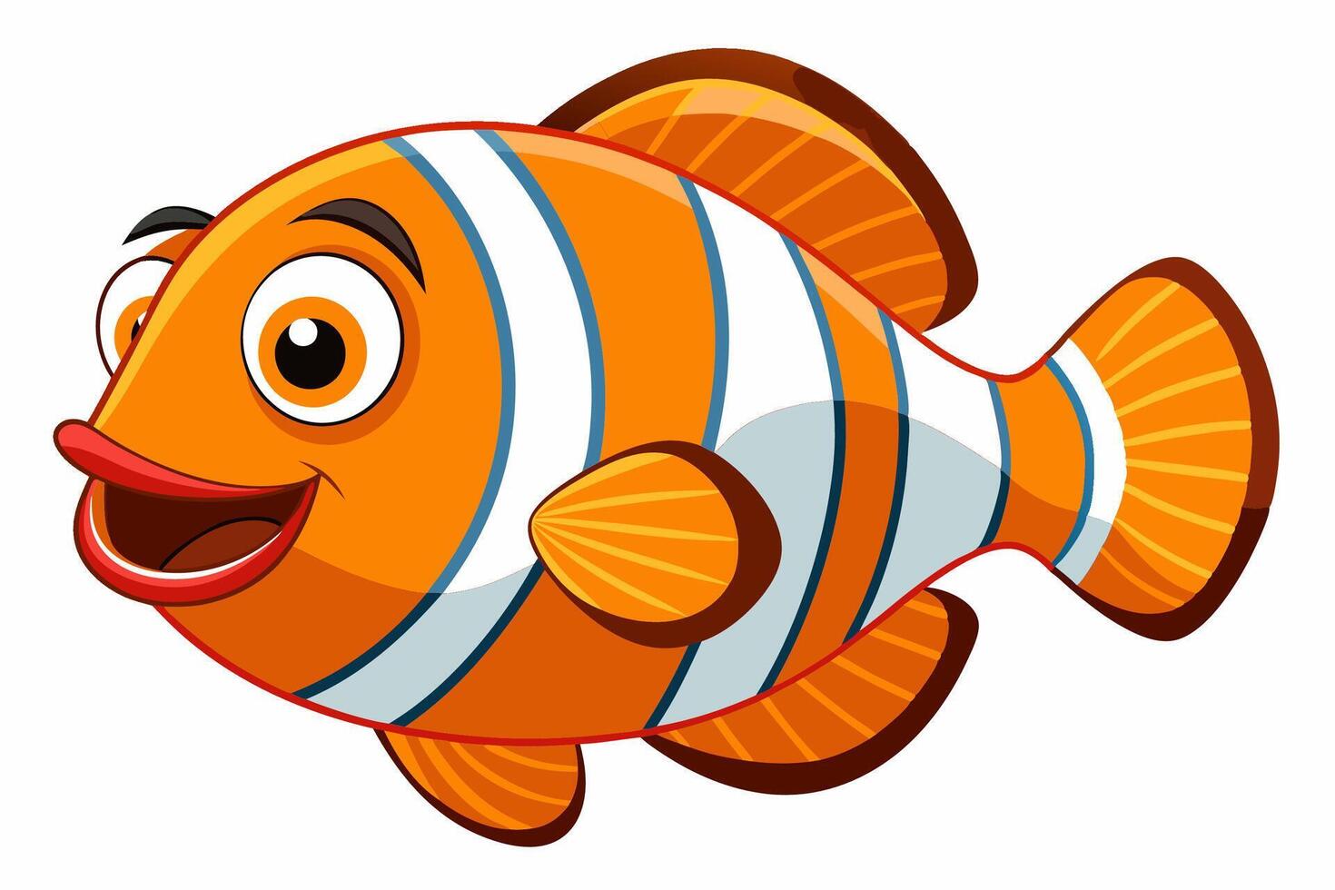 Funny Clownfish Illustration Cartoon Clipart And Line Art Design, Cute and funny clownfish illustration in cartoon style with white background. vector