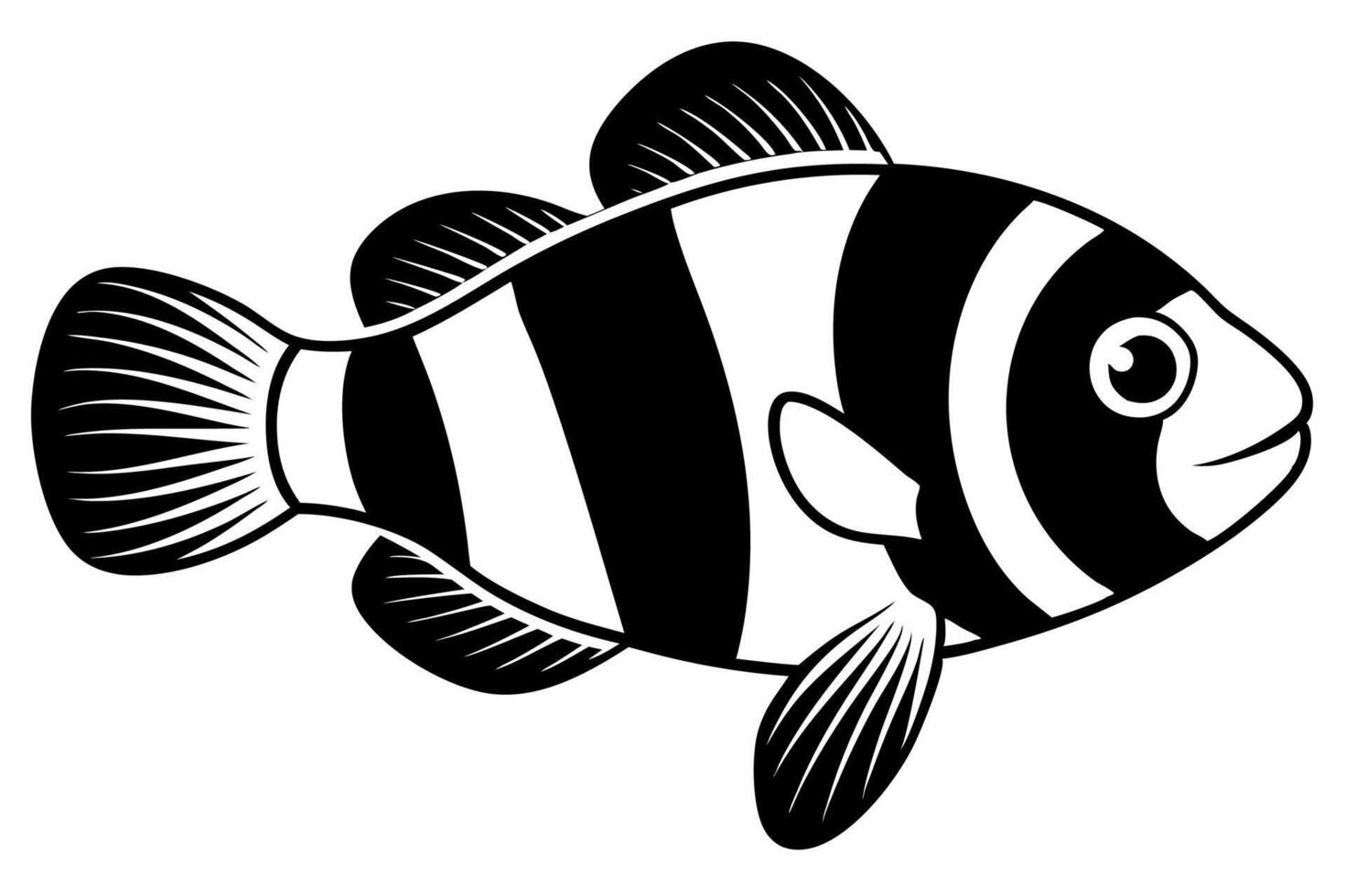 Funny Clownfish Illustration Cartoon Clipart And Line Art Design, Cute and funny clownfish illustration in cartoon style with white background. vector