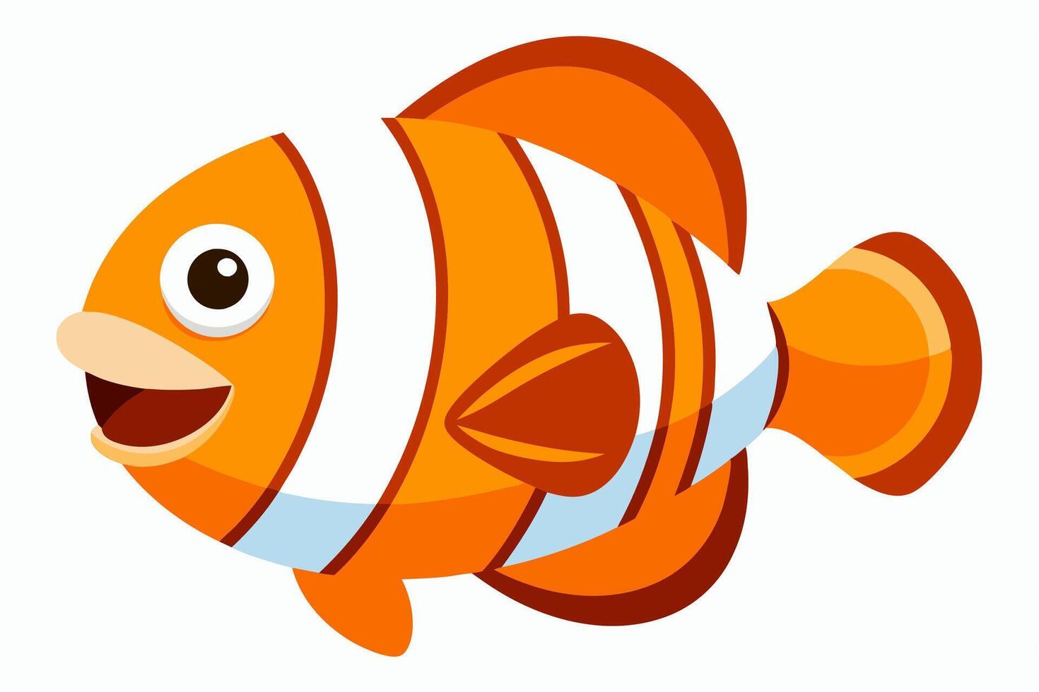 Funny Clownfish Illustration Cartoon Clipart And Line Art Design, Cute and funny clownfish illustration in cartoon style with white background. vector