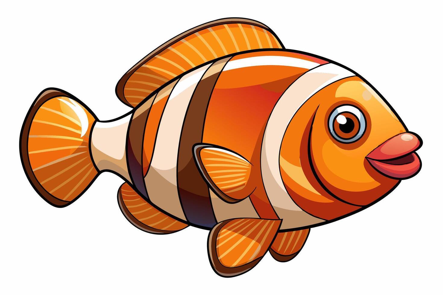 Funny Clownfish Illustration Cartoon Clipart And Line Art Design, Cute and funny clownfish illustration in cartoon style with white background. vector