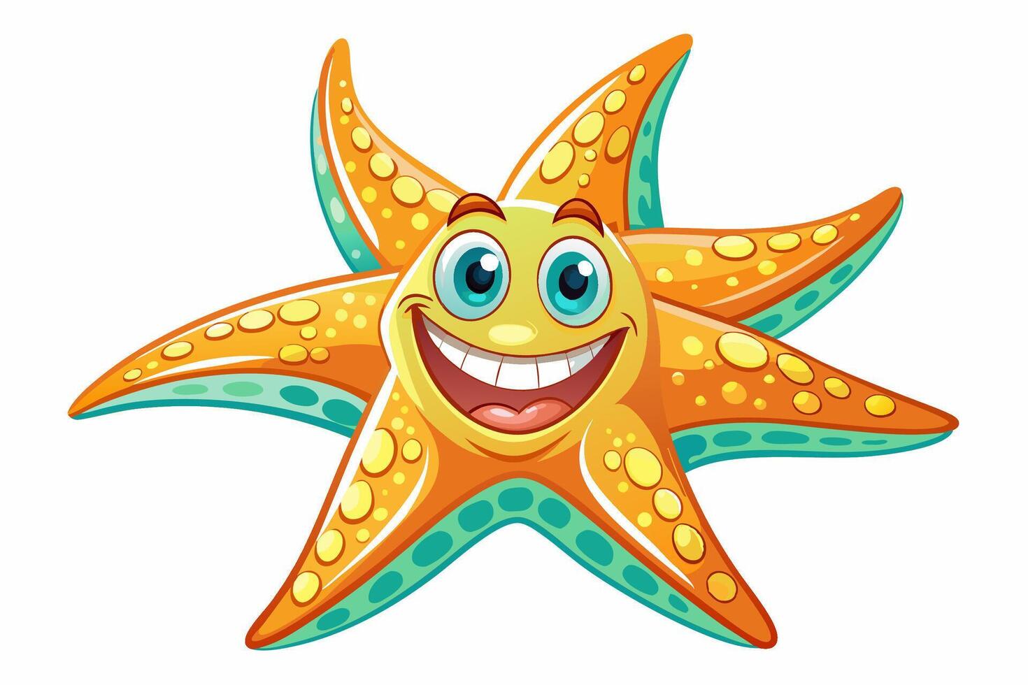 Funny Starfish Illustration with White Background, Funny starfish illustration with white background, perfect for cartoons, clipart, and line art vector