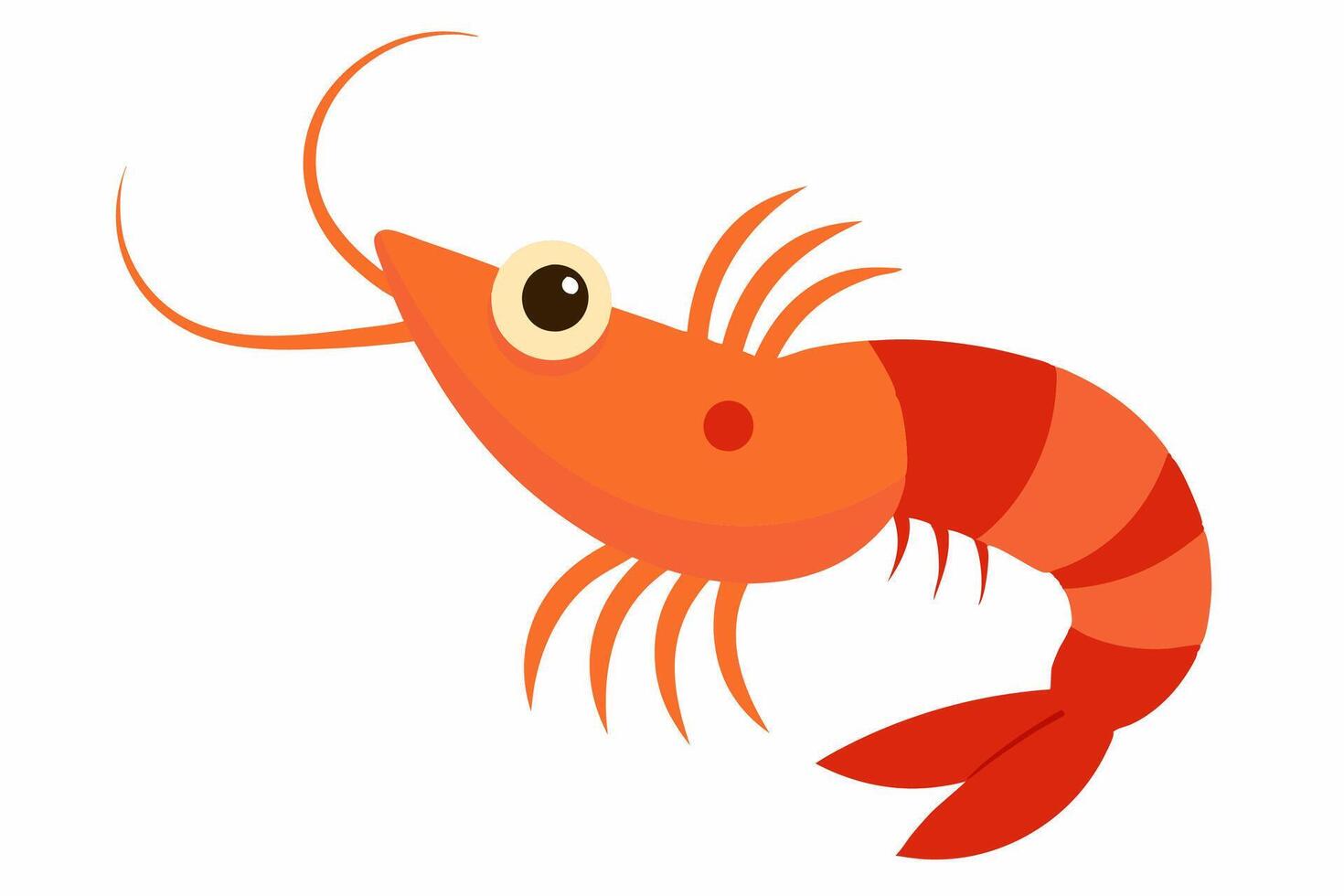 Funny Shrimp Illustration Cartoon, Clipart, and Line Art Design on White Background, Cute and funny shrimp illustration in cartoon, clipart, and line art styles on white background. vector