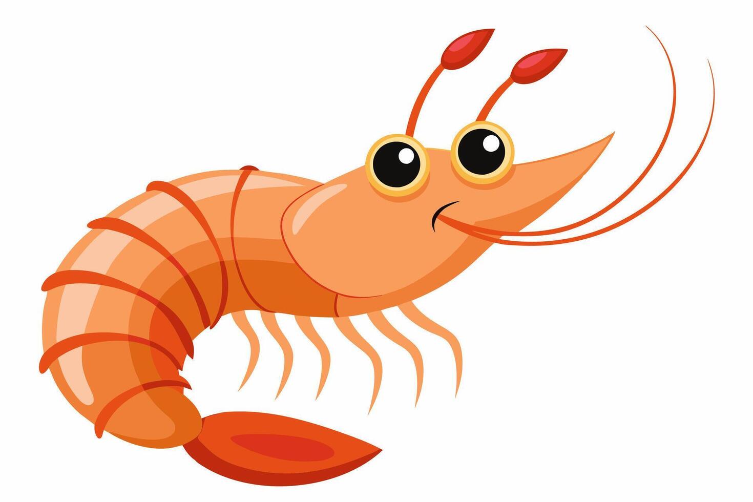 Funny Shrimp Illustration Cartoon, Clipart, and Line Art Design on White Background, Cute and funny shrimp illustration in cartoon, clipart, and line art styles on white background. vector