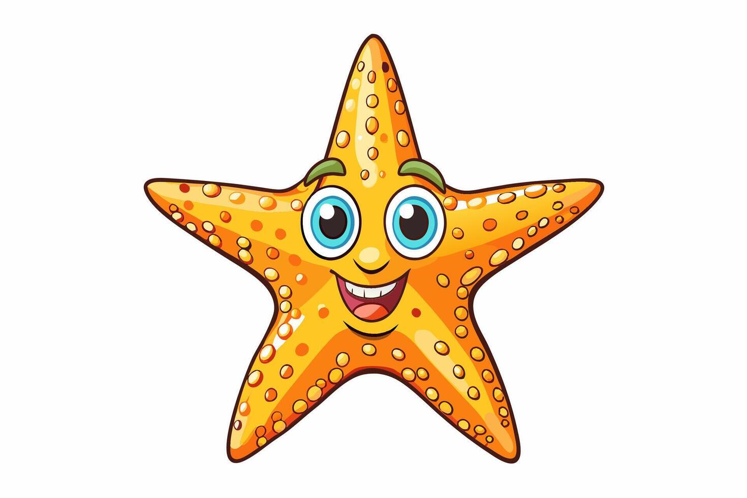 Funny Starfish Illustration with White Background, Funny starfish illustration with white background, perfect for cartoons, clipart, and line art vector