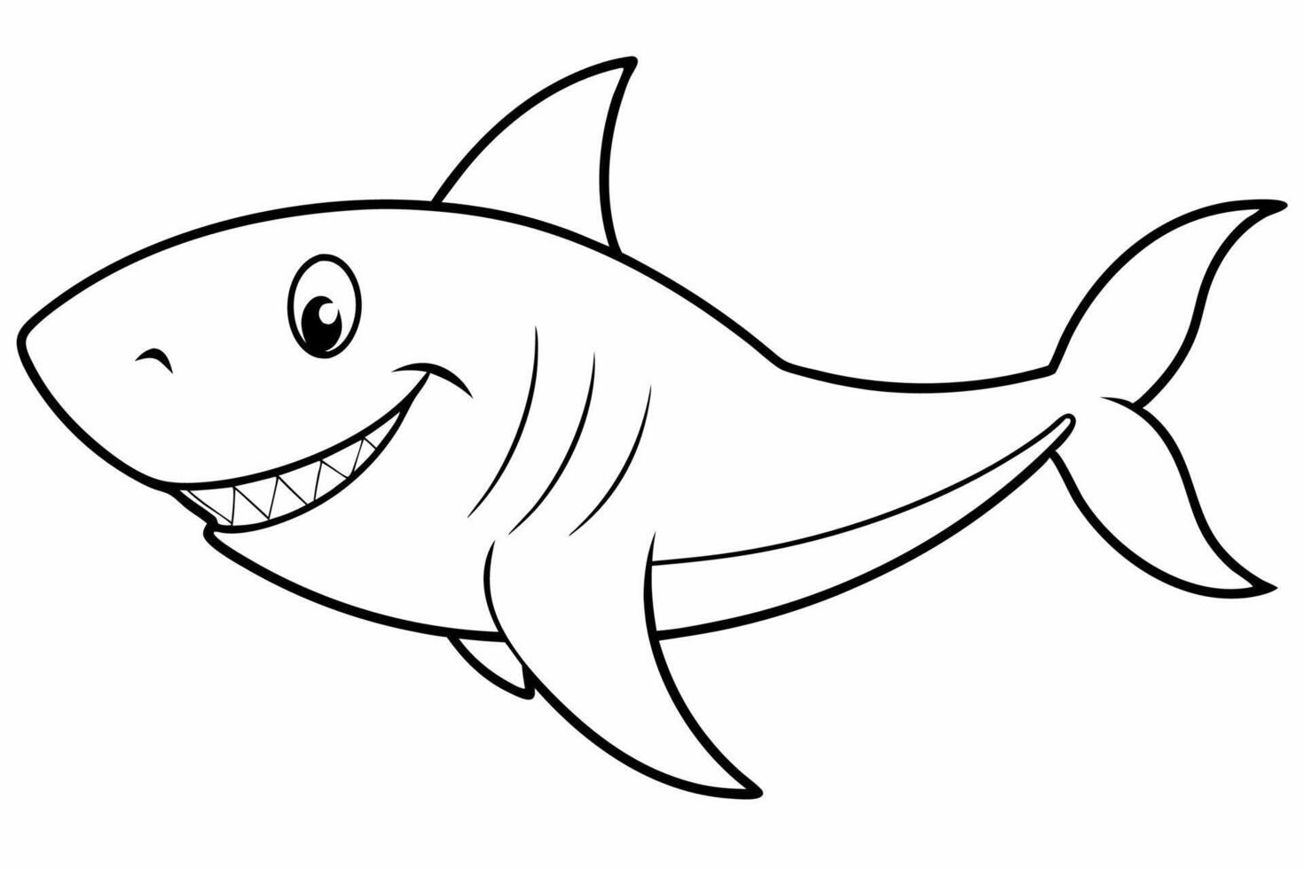 Funny Shark Illustration, Cartoons, Clipart, and Line Art Design on White Background, Cute and funny shark illustration in , cartoon, clipart, and line art design on white background. vector