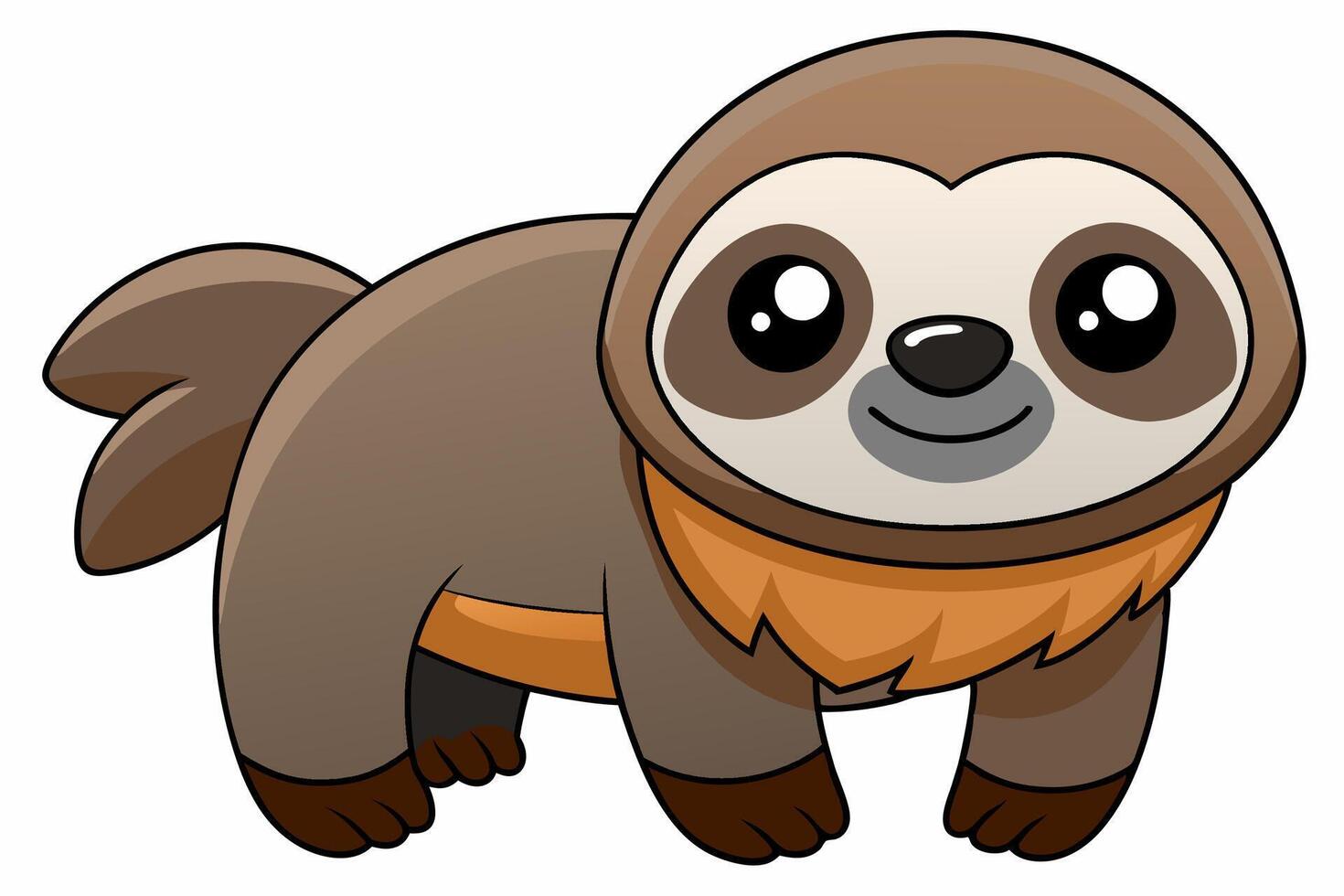 Funny Sloth Illustration Cartoon Clipart Line Art Design, Funny sloth illustration with white background, perfect for , cartoon, clipart, and line art designs vector