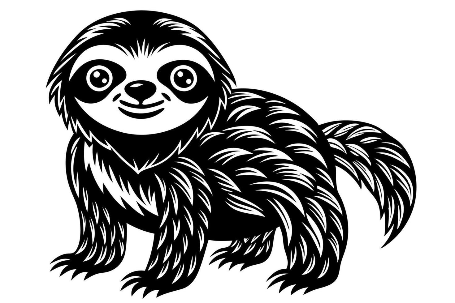 Funny Sloth Illustration Cartoon Clipart Line Art Design, Funny sloth illustration with white background, perfect for , cartoon, clipart, and line art designs vector
