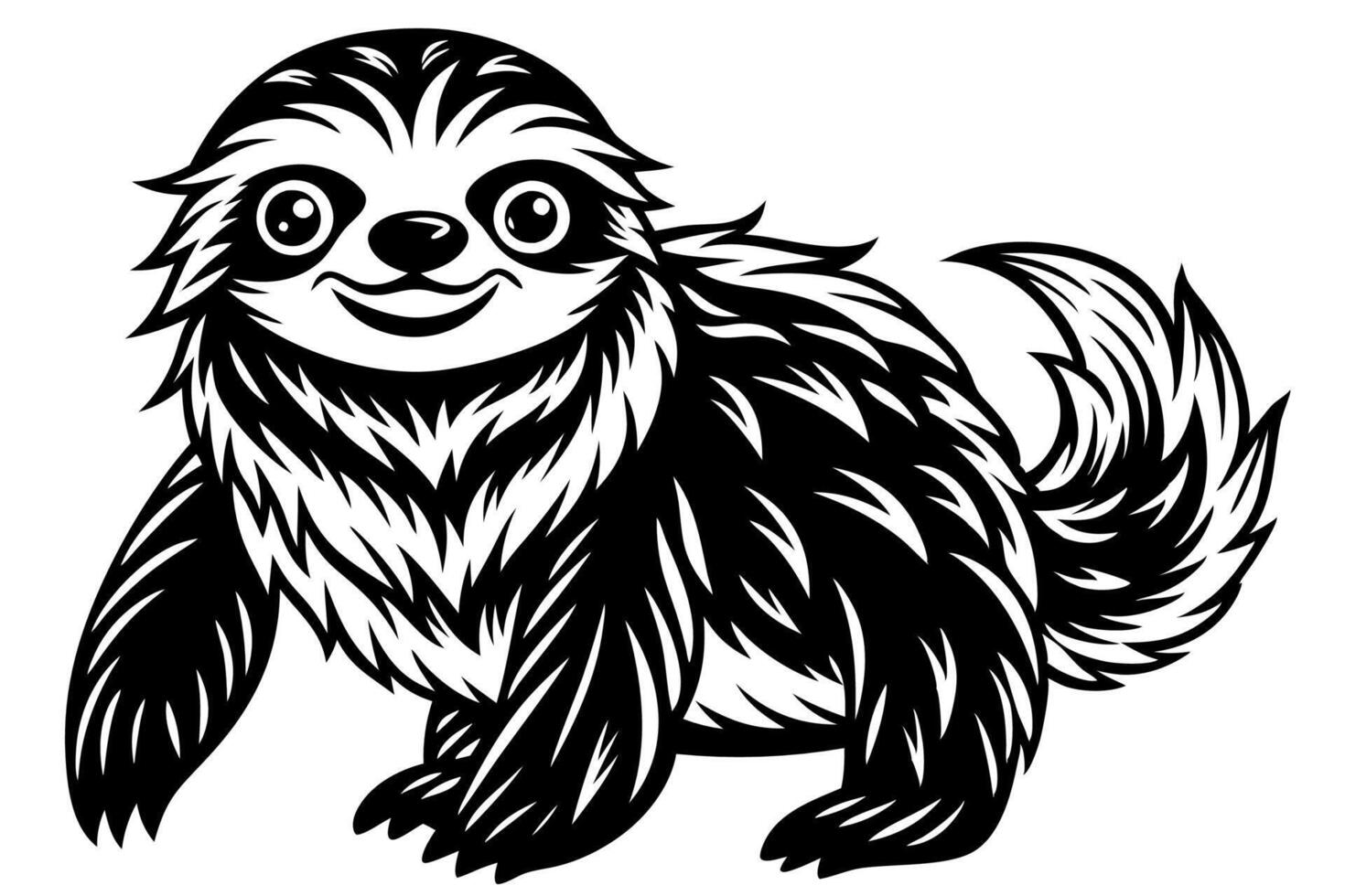 Funny Sloth Illustration Cartoon Clipart Line Art Design, Funny sloth illustration with white background, perfect for , cartoon, clipart, and line art designs vector