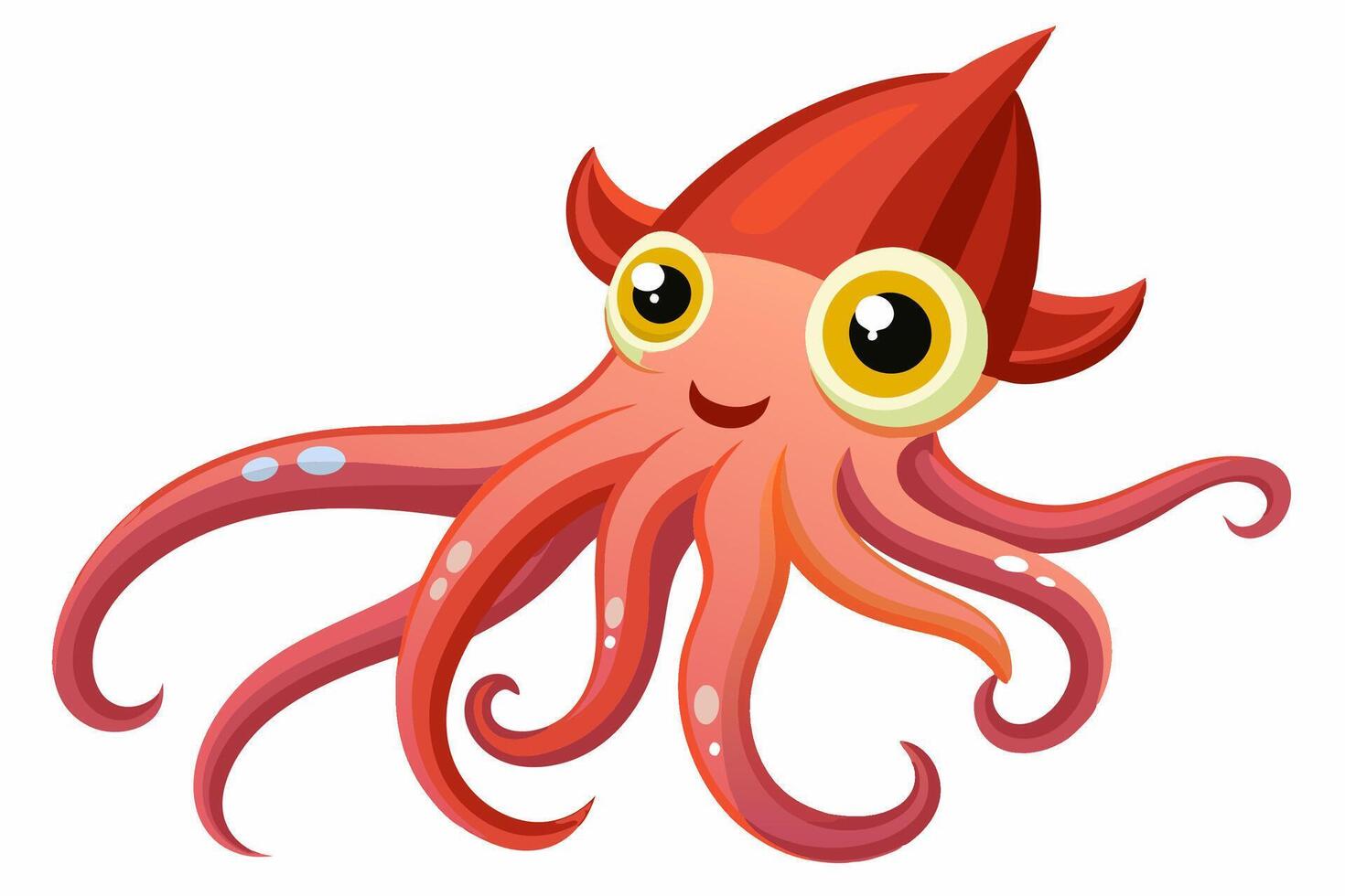 Funny Squid Illustration with White Background Cartoons, Clipart, and Line Art Design, Funny squid with white background cartoon, clipart, and line art design vector