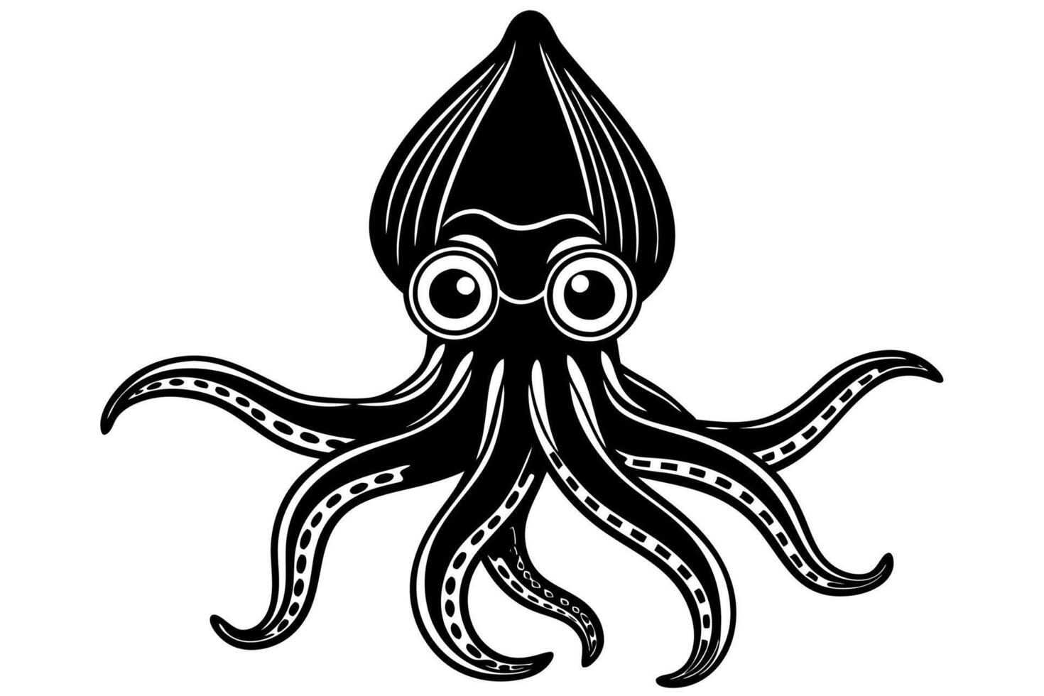 Funny Squid Illustration with White Background Cartoons, Clipart, and Line Art Design, Funny squid with white background cartoon, clipart, and line art design vector