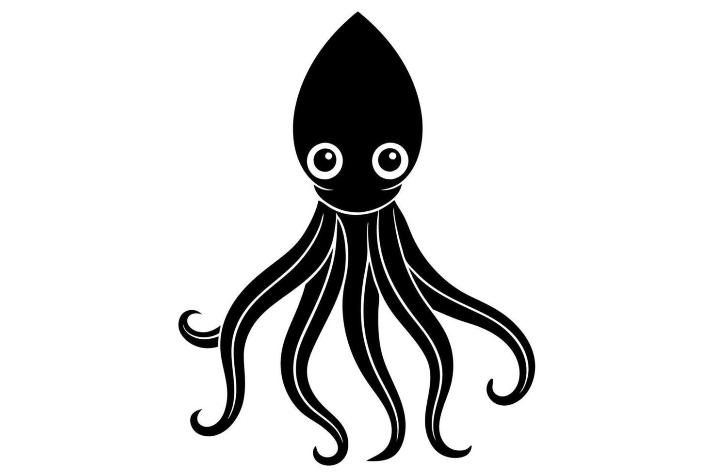 Funny Squid Illustration with White Background Cartoons, Clipart, and Line Art Design, Funny squid with white background cartoon, clipart, and line art design vector