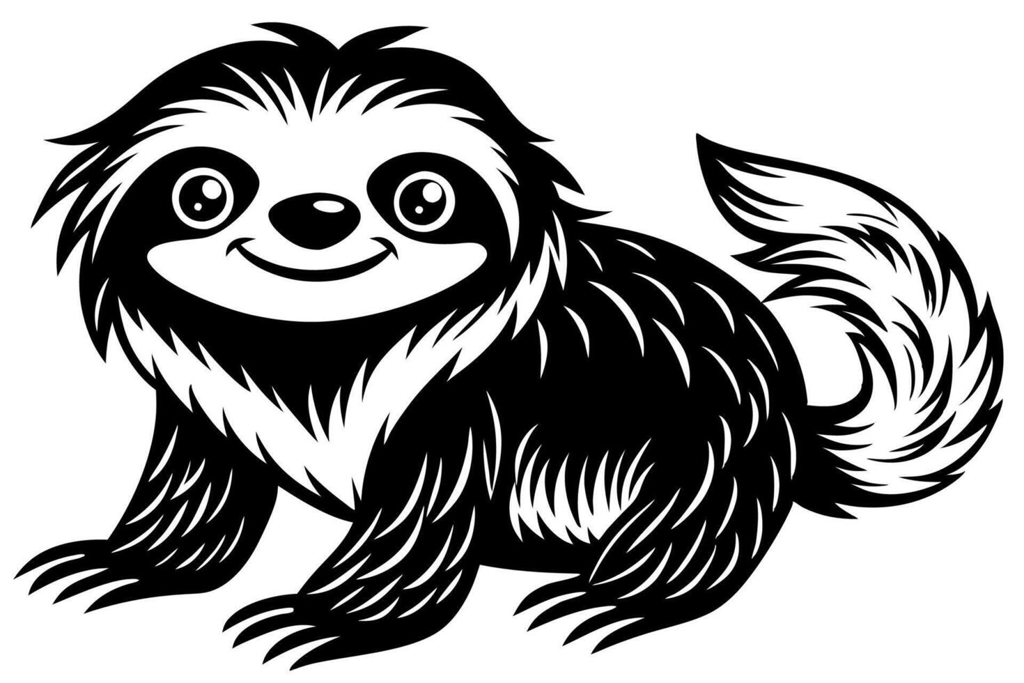Funny Sloth Illustration Cartoon Clipart Line Art Design, Funny sloth illustration with white background, perfect for , cartoon, clipart, and line art designs vector