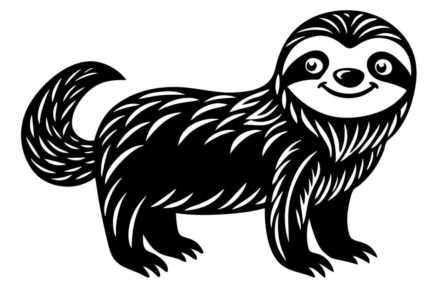 Funny Sloth Illustration Cartoon Clipart Line Art Design, Funny sloth illustration with white background, perfect for , cartoon, clipart, and line art designs vector