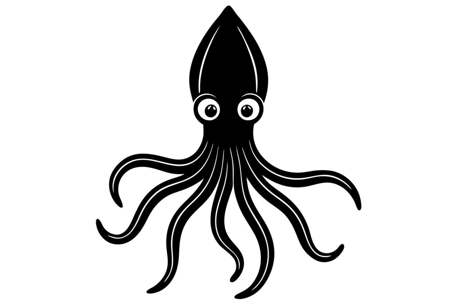 Funny Squid Illustration with White Background Cartoons, Clipart, and Line Art Design, Funny squid with white background cartoon, clipart, and line art design vector
