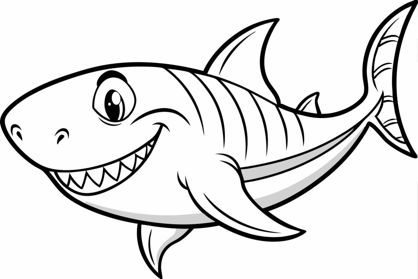 Funny Shark Illustration, Cartoons, Clipart, and Line Art Design on White Background, Cute and funny shark illustration in , cartoon, clipart, and line art design on white background. vector