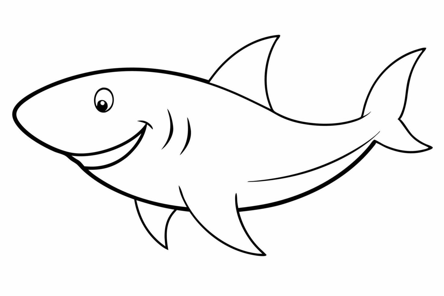 Funny Shark Illustration, Cartoons, Clipart, and Line Art Design on White Background, Cute and funny shark illustration in , cartoon, clipart, and line art design on white background. vector