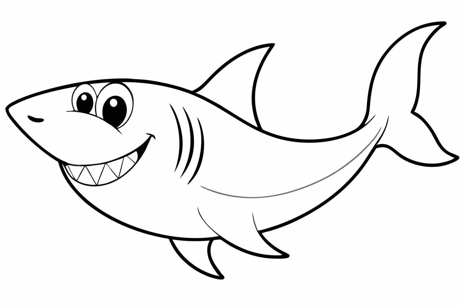 Funny Shark Illustration, Cartoons, Clipart, and Line Art Design on White Background, Cute and funny shark illustration in , cartoon, clipart, and line art design on white background. vector