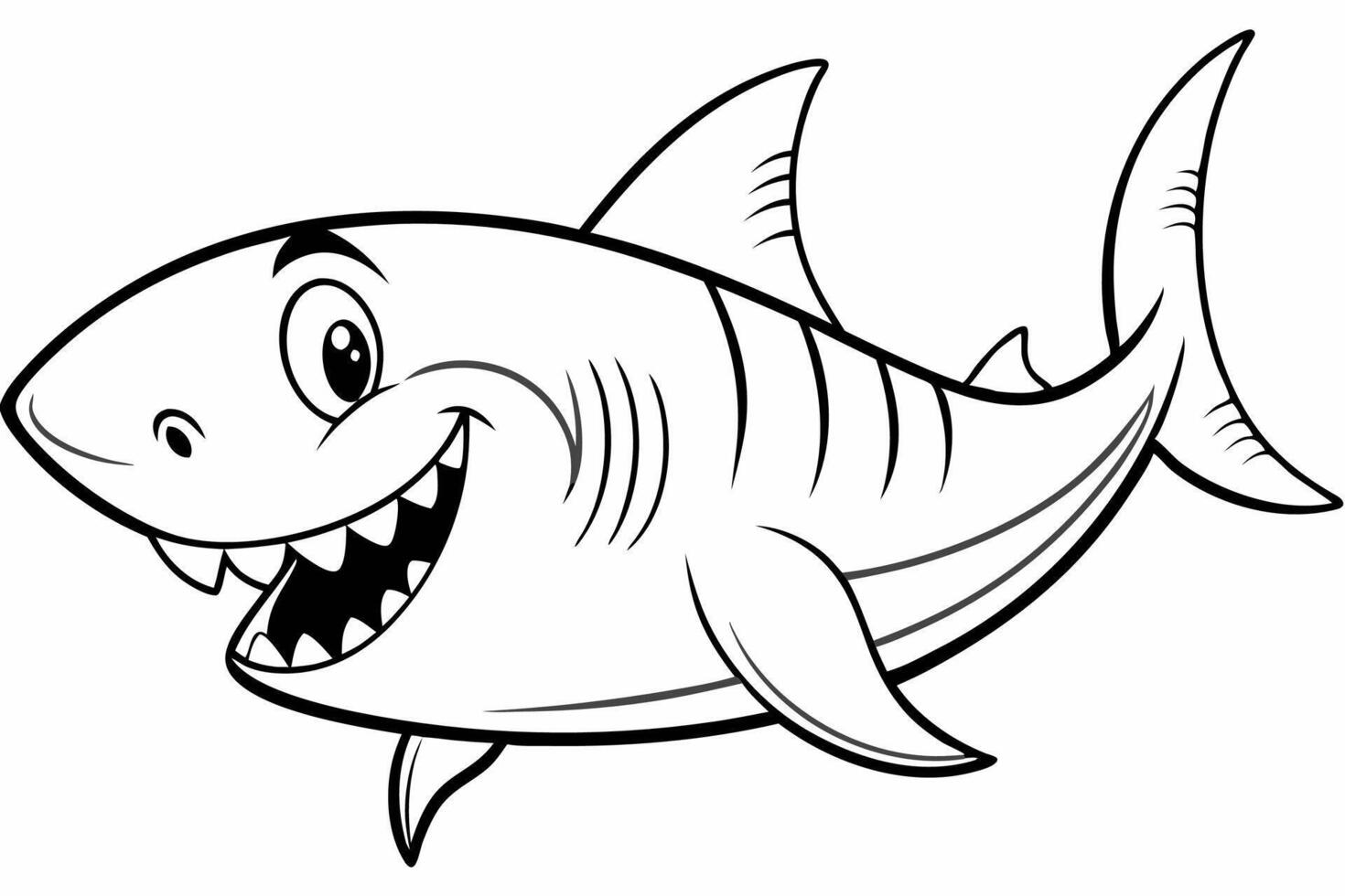 Funny Shark Illustration, Cartoons, Clipart, and Line Art Design on White Background, Cute and funny shark illustration in , cartoon, clipart, and line art design on white background. vector