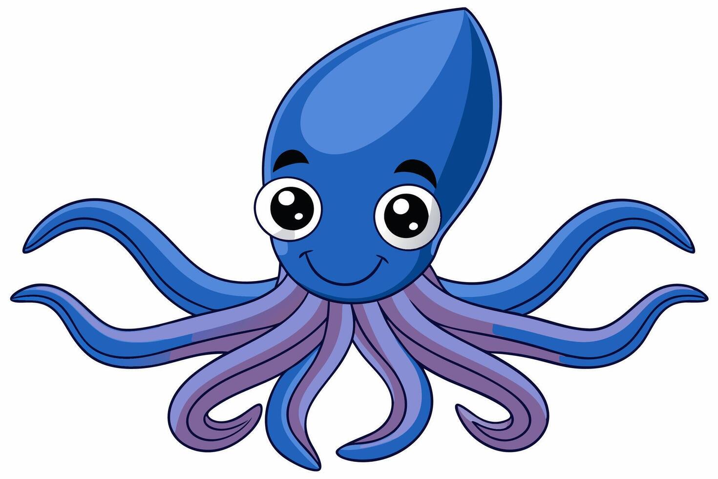 Funny Squid Illustration with White Background Cartoons, Clipart, and Line Art Design, Funny squid with white background cartoon, clipart, and line art design vector