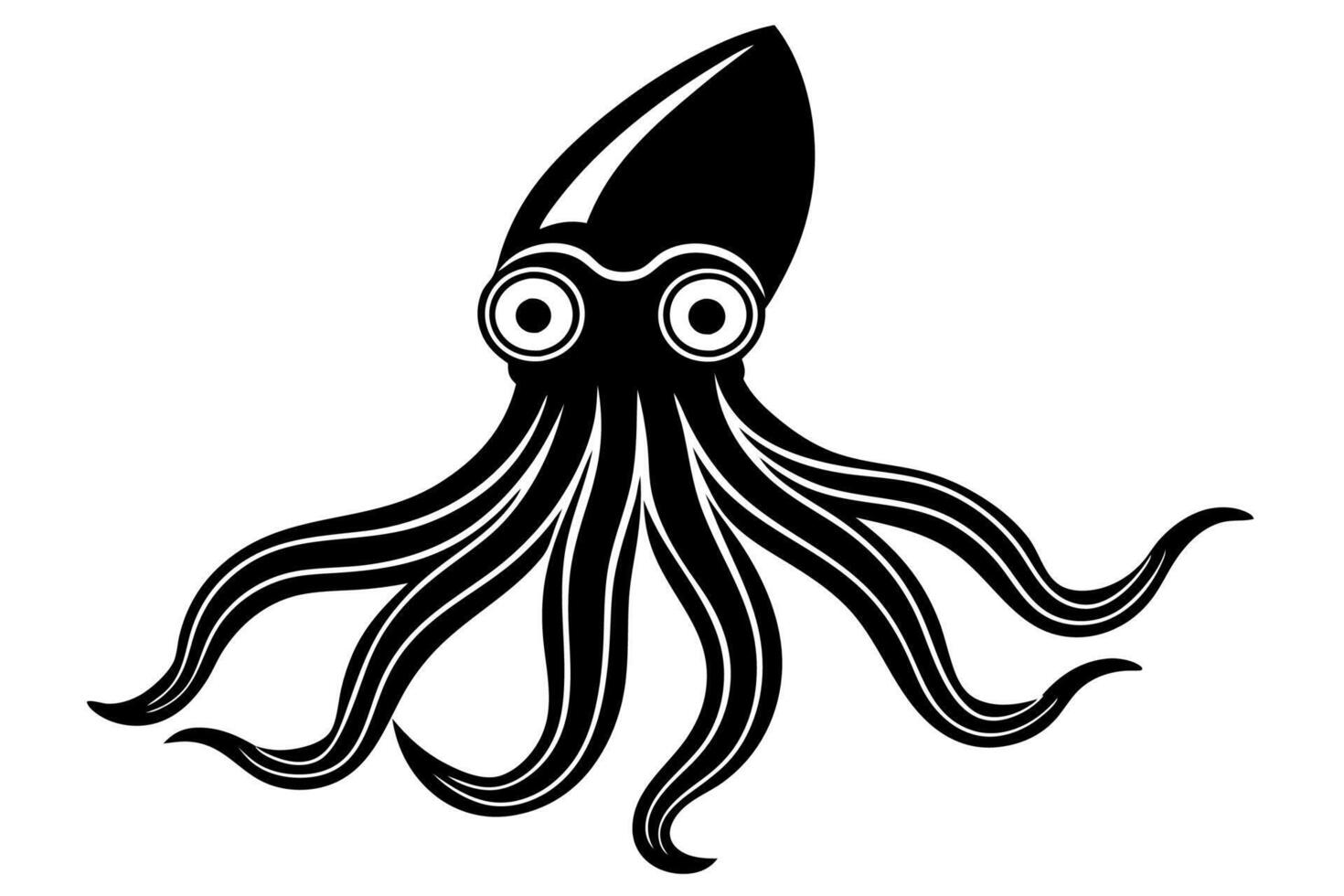 Funny Squid Illustration with White Background Cartoons, Clipart, and Line Art Design, Funny squid with white background cartoon, clipart, and line art design vector