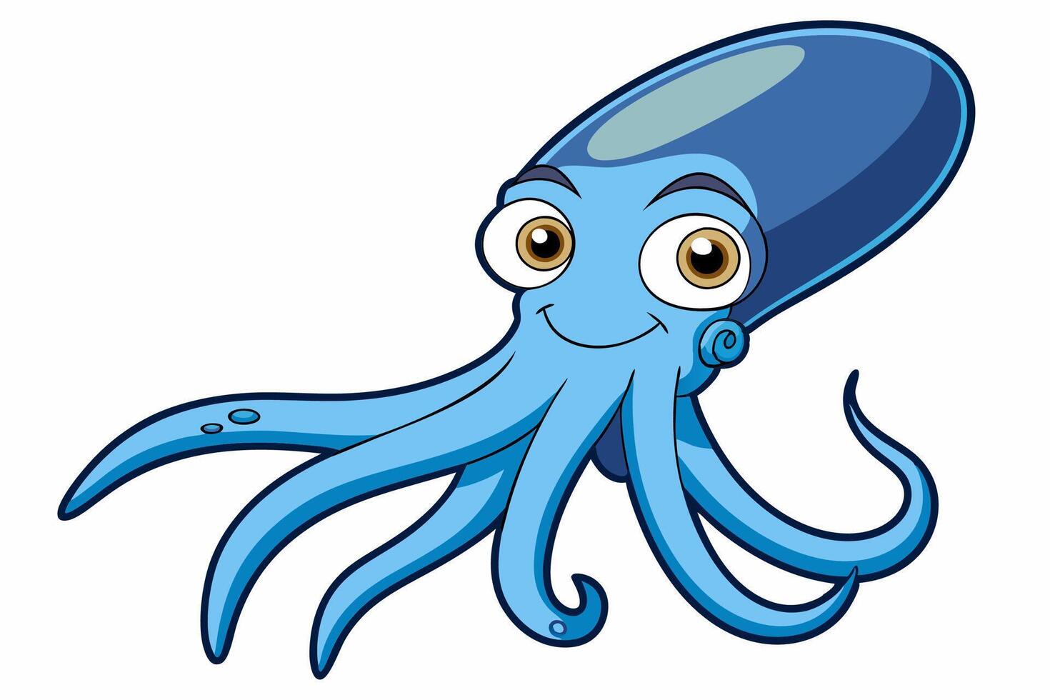 Funny Squid Illustration with White Background Cartoons, Clipart, and Line Art Design, Funny squid with white background cartoon, clipart, and line art design vector