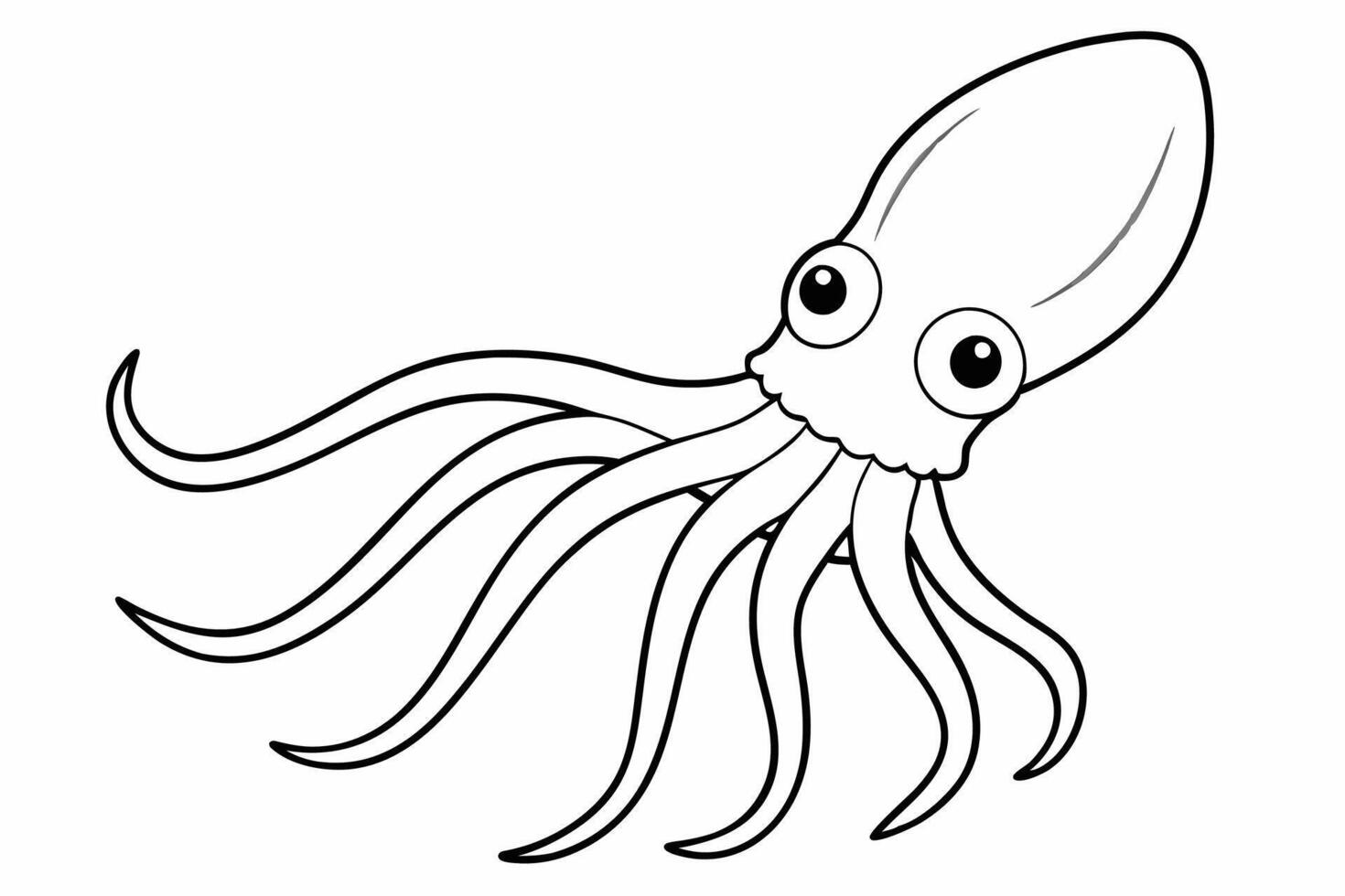 Funny Squid Illustration with White Background Cartoons, Clipart, and Line Art Design, Funny squid with white background cartoon, clipart, and line art design vector
