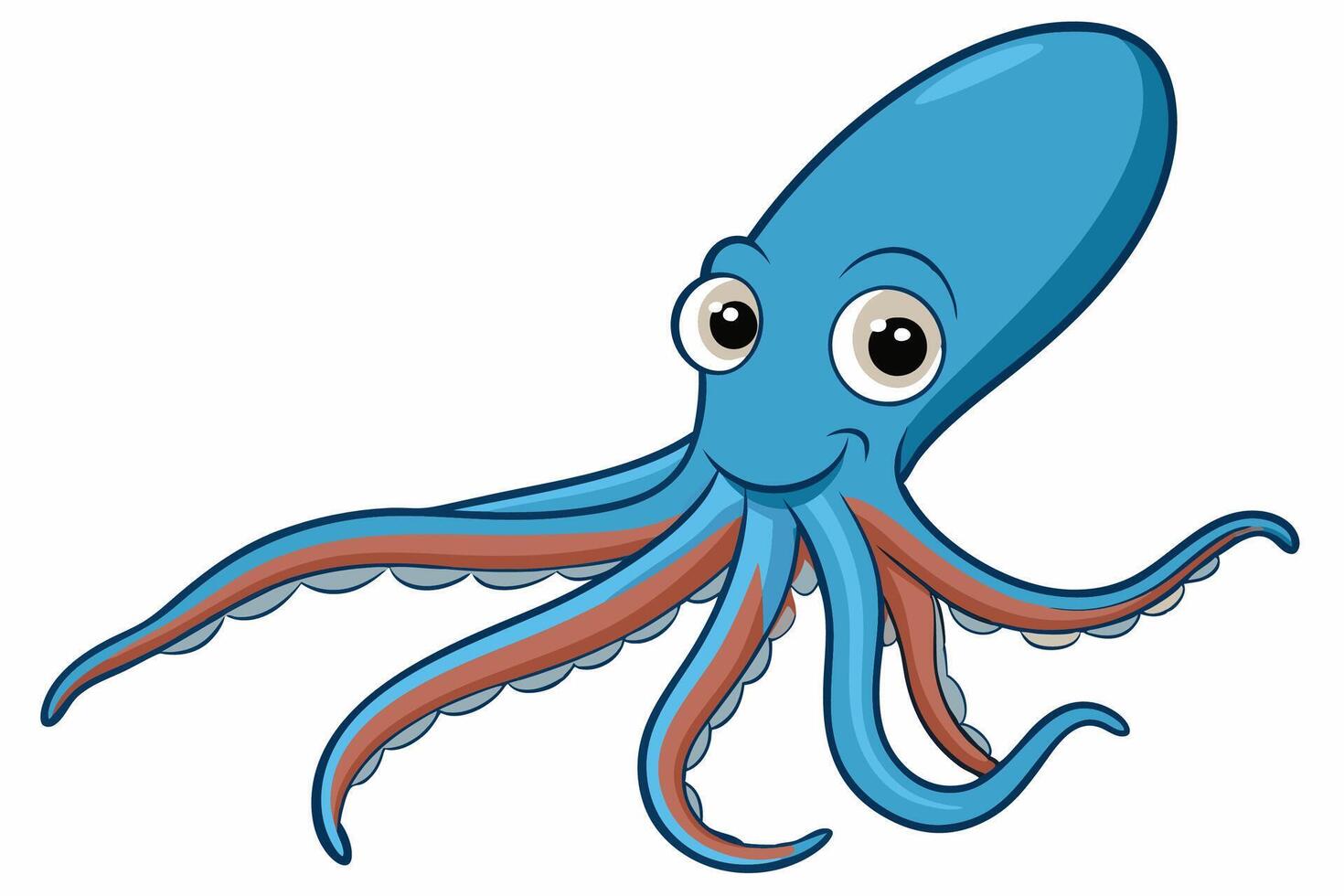 Funny Squid Illustration with White Background Cartoons, Clipart, and Line Art Design, Funny squid with white background cartoon, clipart, and line art design vector