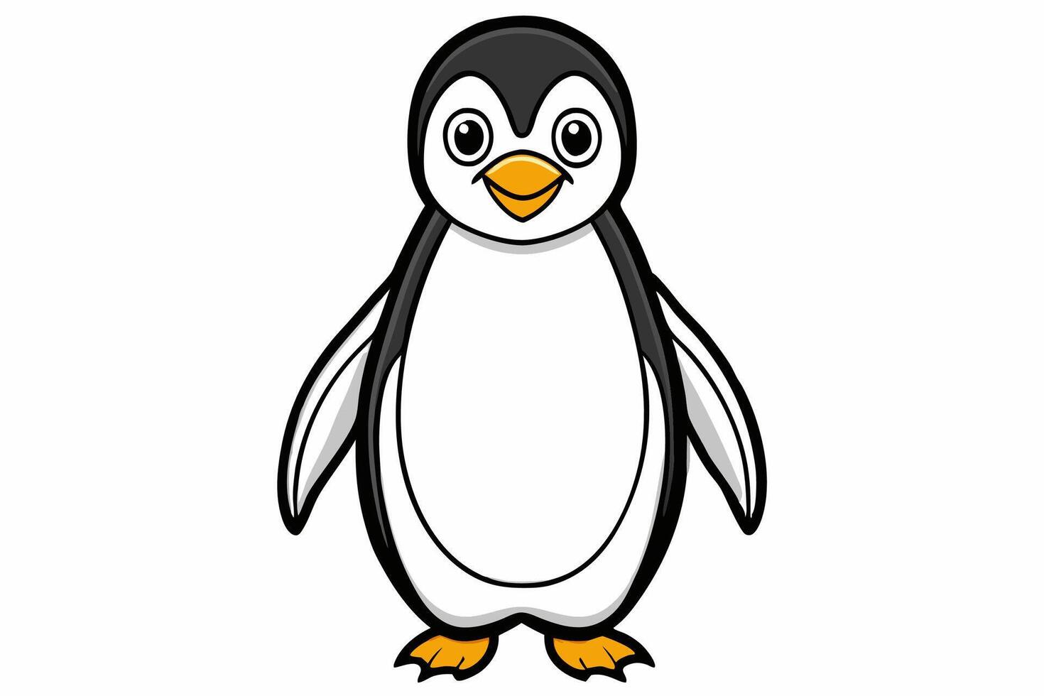 Funny Penguin Illustration, Cartoon, Clipart, Line Art Design on White Background, Funny penguin illustration, cartoon, clipart, and line art design on white background. vector