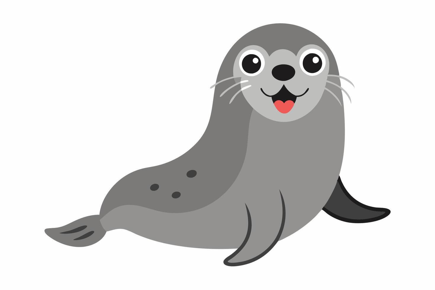 Funny Seal Illustration with White Background Cartoons, Clipart, Line Art Design, Funny seal art cartoon, clipart, line art on white background. Perfect for creative designs vector