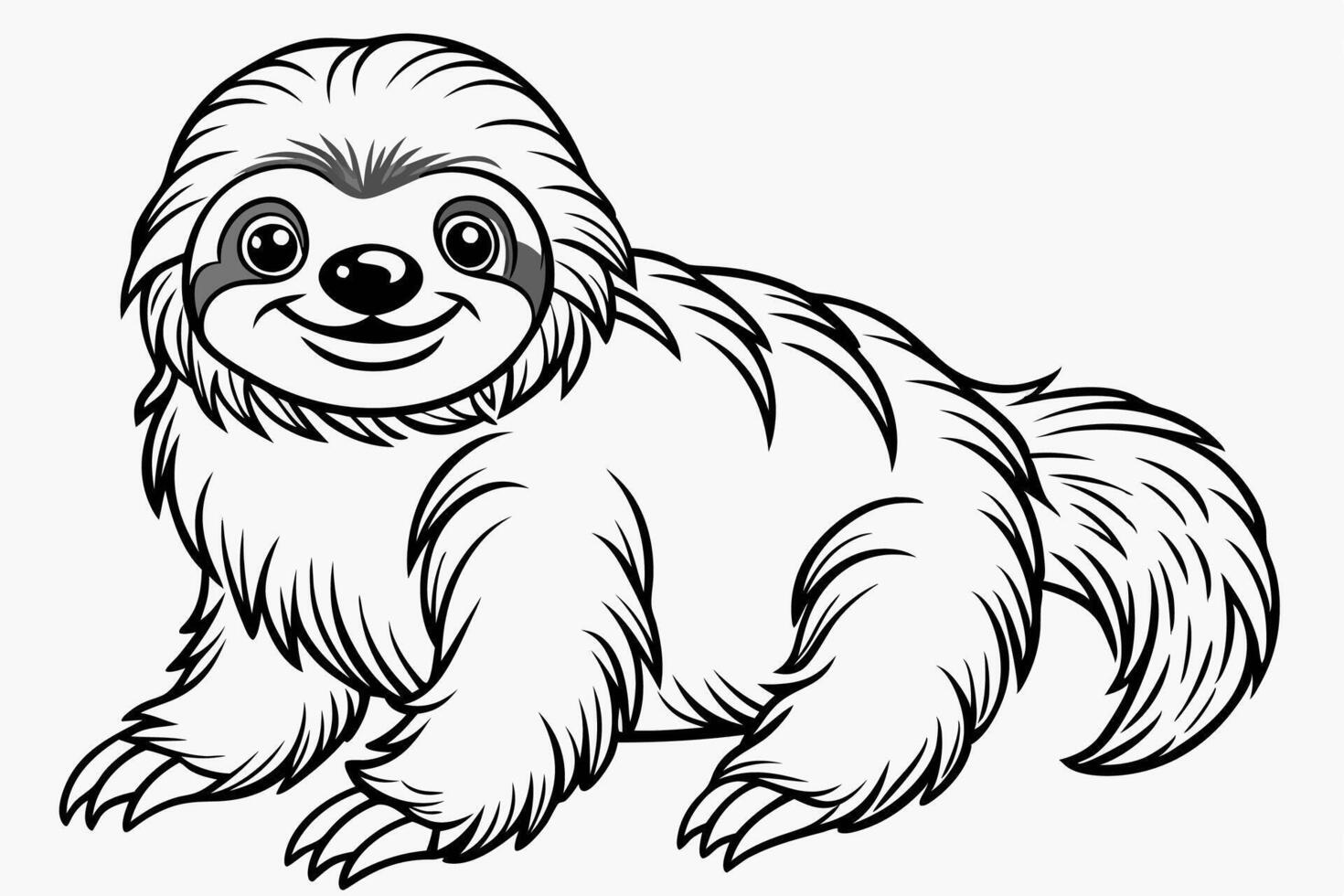 Funny Sloth Illustration Cartoon Clipart Line Art Design, Funny sloth illustration with white background, perfect for , cartoon, clipart, and line art designs vector