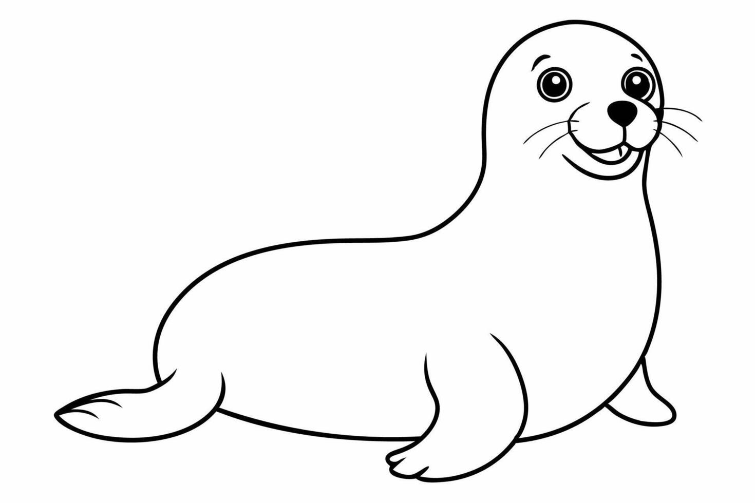 Funny Seal Illustration with White Background Cartoons, Clipart, Line Art Design, Funny seal art cartoon, clipart, line art on white background. Perfect for creative designs vector