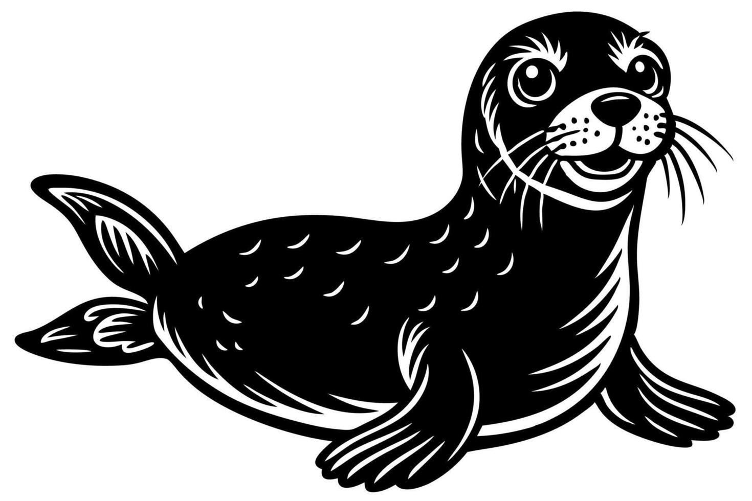 Funny Seal Illustration with White Background Cartoons, Clipart, Line Art Design, Funny seal art cartoon, clipart, line art on white background. Perfect for creative designs vector