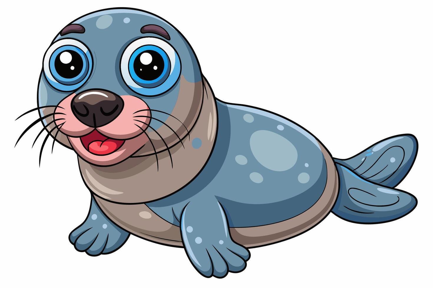 Funny Seal Illustration with White Background Cartoons, Clipart, Line Art Design, Funny seal art cartoon, clipart, line art on white background. Perfect for creative designs vector