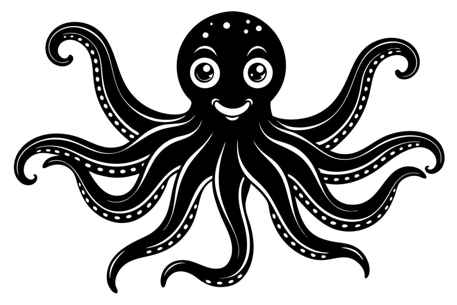 Funny Octopus Illustration Cartoon, Clipart And Line Art Design on White Background, Funny octopus cartoon with white background clipart, illustration, and line art design. vector