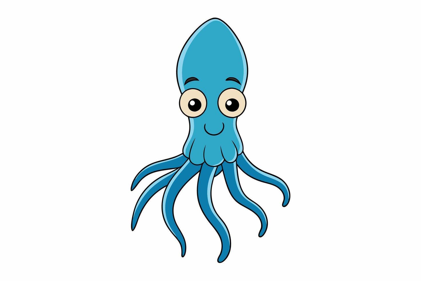 Funny Squid Illustration with White Background Cartoons, Clipart, and Line Art Design, Funny squid with white background cartoon, clipart, and line art design vector
