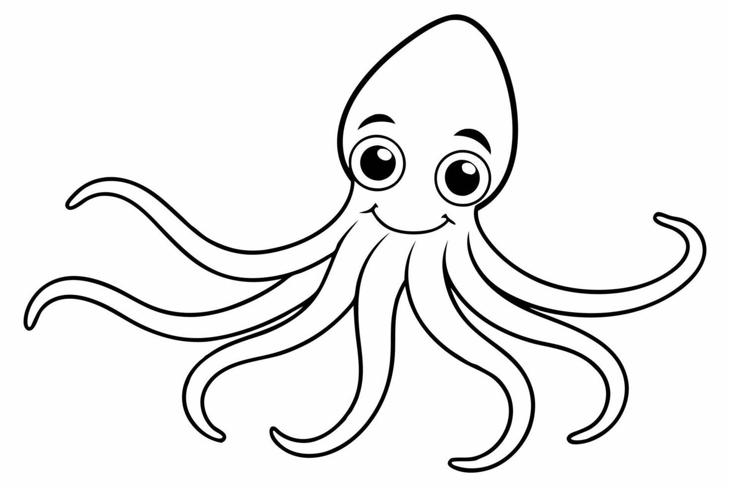 Funny Squid Illustration with White Background Cartoons, Clipart, and Line Art Design, Funny squid with white background cartoon, clipart, and line art design vector