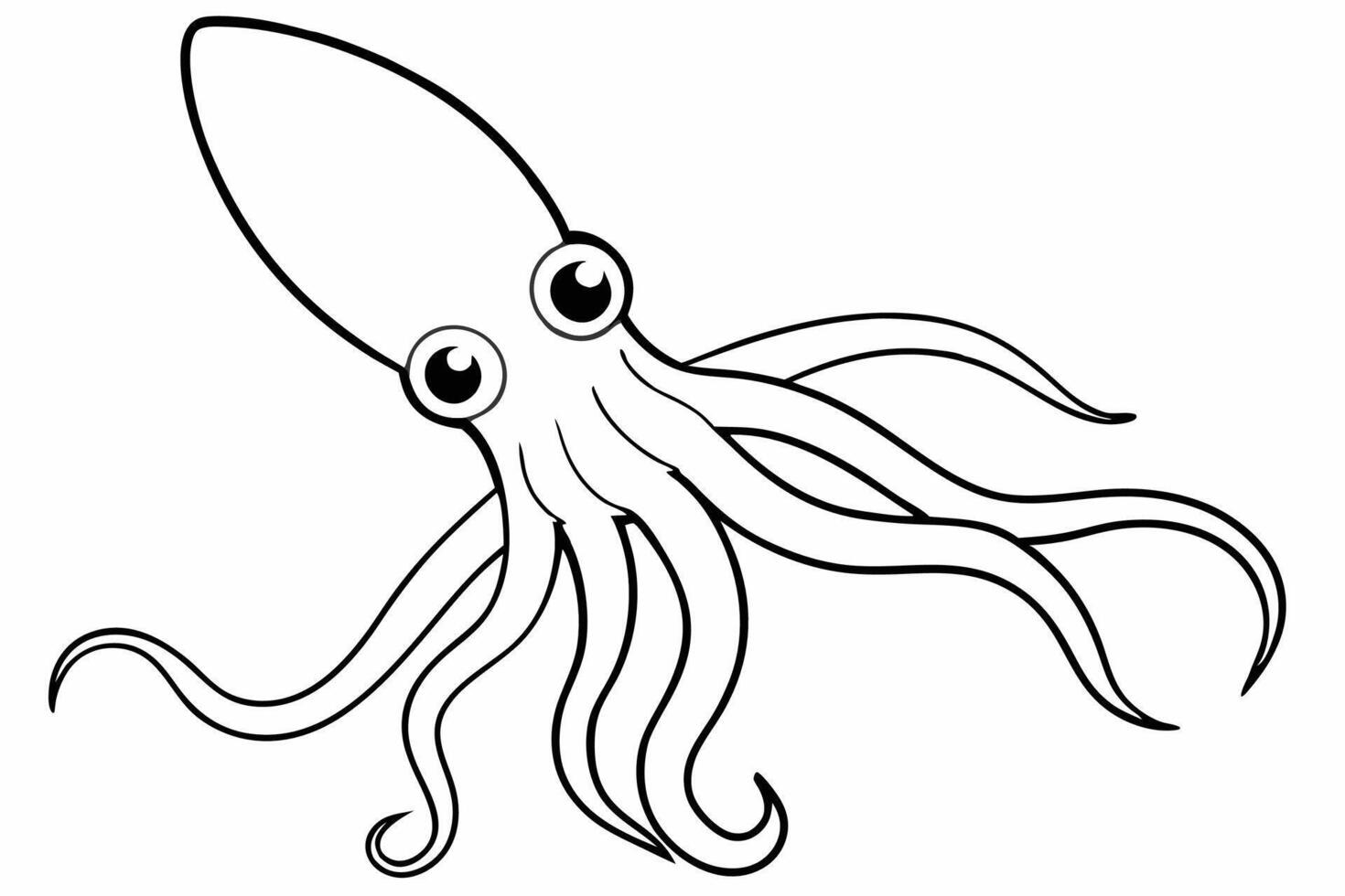Funny Squid Illustration with White Background Cartoons, Clipart, and Line Art Design, Funny squid with white background cartoon, clipart, and line art design vector