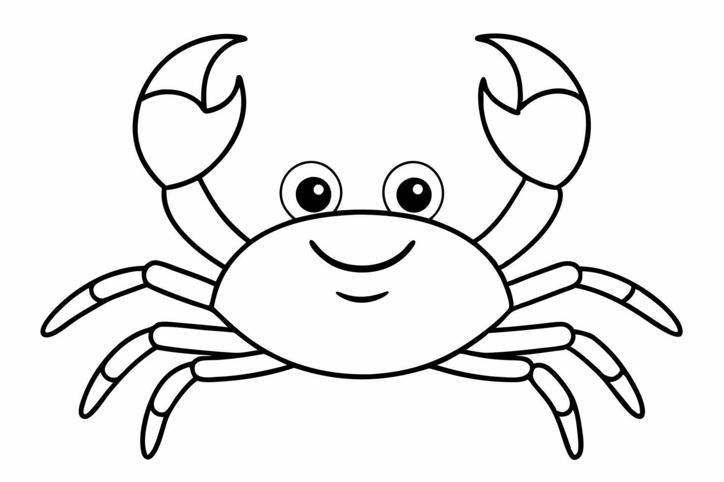 Funny Crab Illustration with White Background Cartoons, Clipart, Line Art Design, Funny crab illustration, perfect for cartoons, clipart, and line art designs with a white background. vector