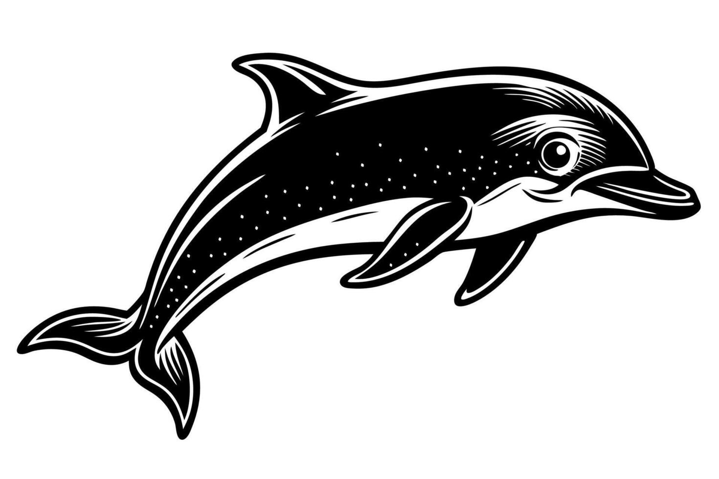 Funny Dolphin Illustration Cartoon, Clipart, and Line Art Design, Playful dolphin illustration cartoon, clipart, and line art design on white background. vector