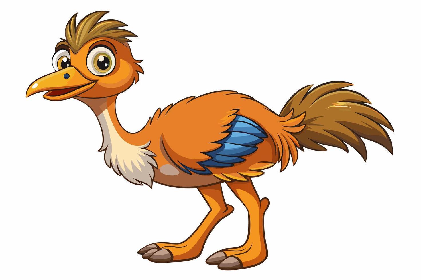 Funny Emu Illustration Cartoon, Clipart, and Line Art on White Background, Funny emu cartoon illustration, clipart, and line art on white background vector