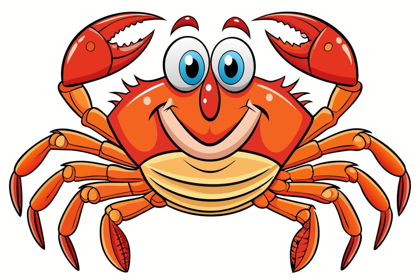 Funny Crab Illustration with White Background Cartoons, Clipart, Line Art Design, Funny crab illustration, perfect for cartoons, clipart, and line art designs with a white background. vector