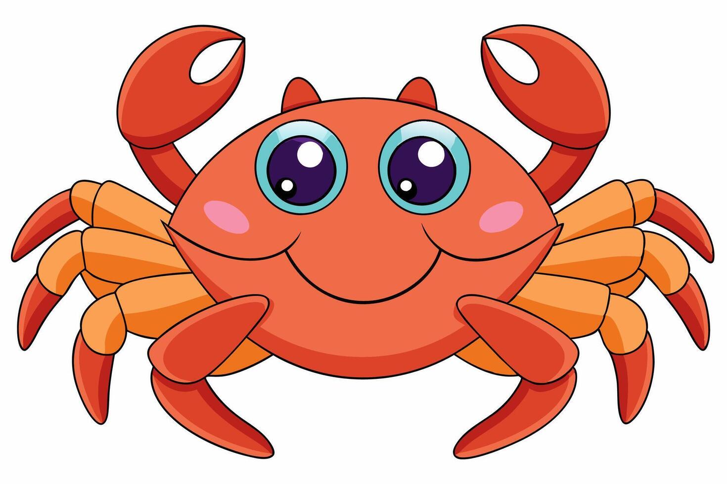 Funny Crab Illustration with White Background Cartoons, Clipart, Line Art Design, Funny crab illustration, perfect for cartoons, clipart, and line art designs with a white background. vector