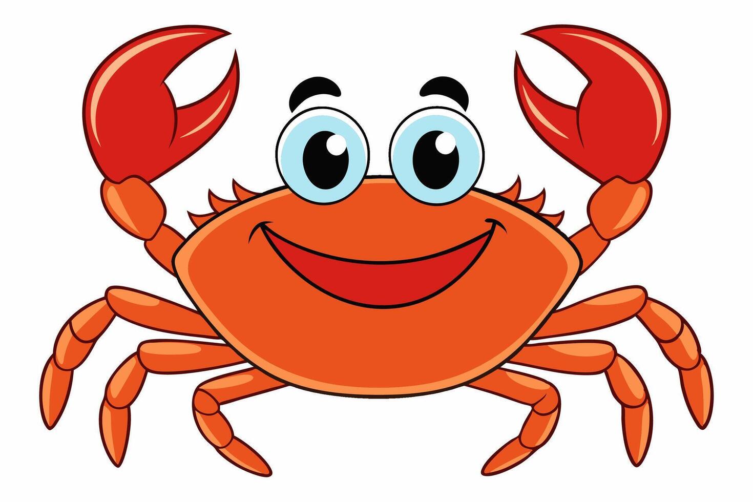 Funny Crab Illustration with White Background Cartoons, Clipart, Line Art Design, Funny crab illustration, perfect for cartoons, clipart, and line art designs with a white background. vector