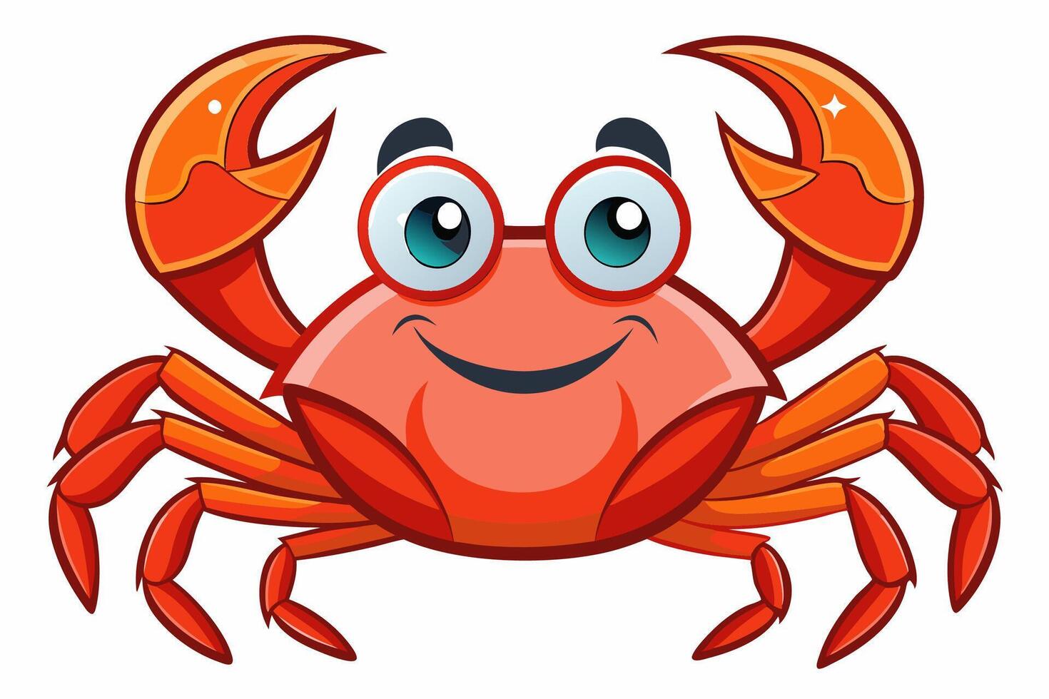 Funny Crab Illustration with White Background Cartoons, Clipart, Line Art Design, Funny crab illustration, perfect for cartoons, clipart, and line art designs with a white background. vector