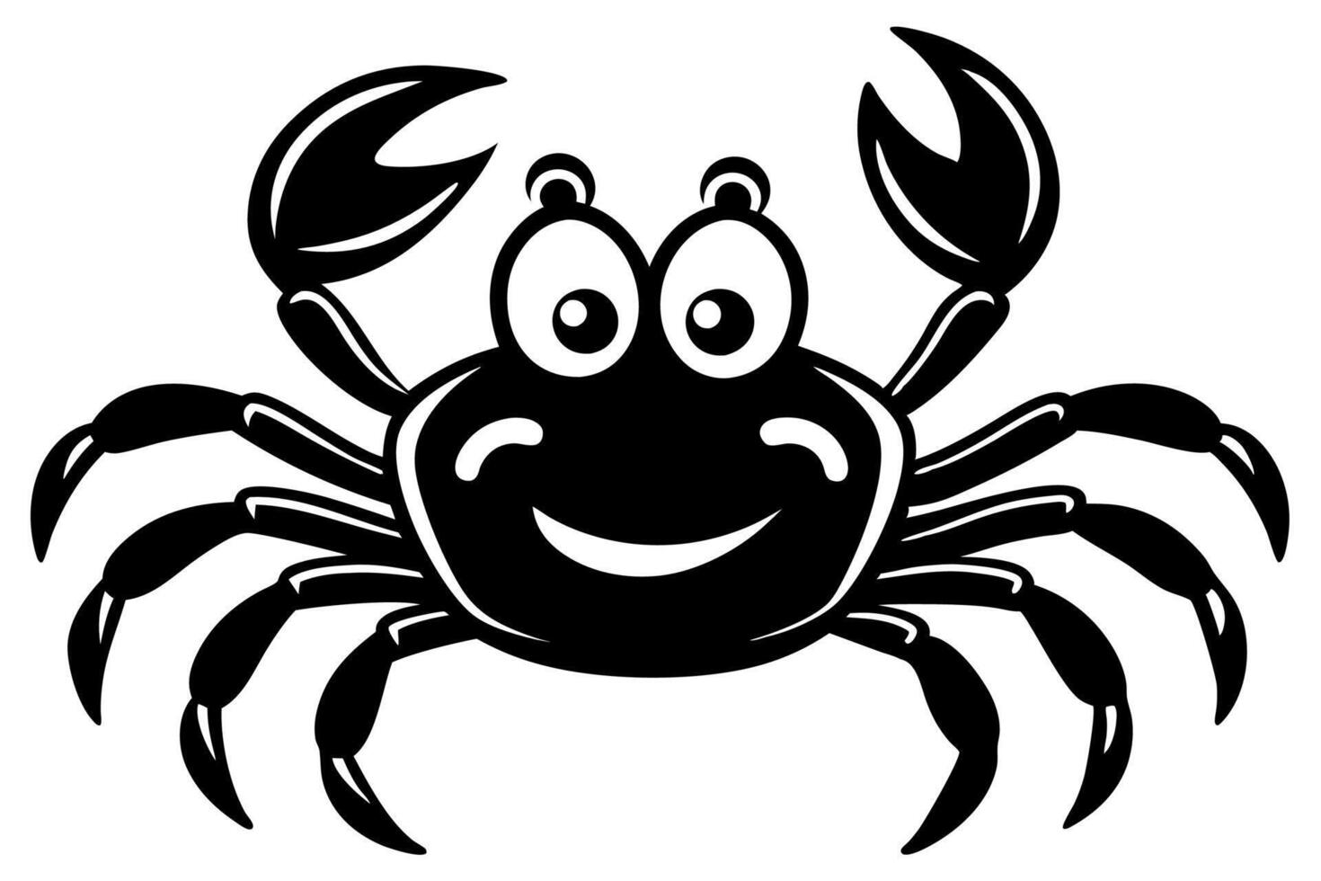 Funny Crab Illustration with White Background Cartoons, Clipart, Line Art Design, Funny crab illustration, perfect for cartoons, clipart, and line art designs with a white background. vector