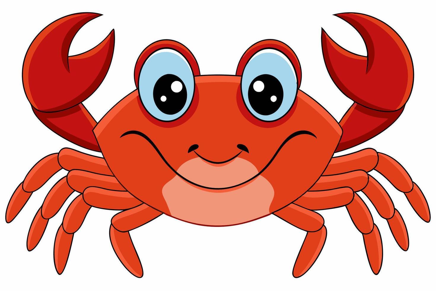 Funny Crab Illustration with White Background Cartoons, Clipart, Line Art Design, Funny crab illustration, perfect for cartoons, clipart, and line art designs with a white background. vector