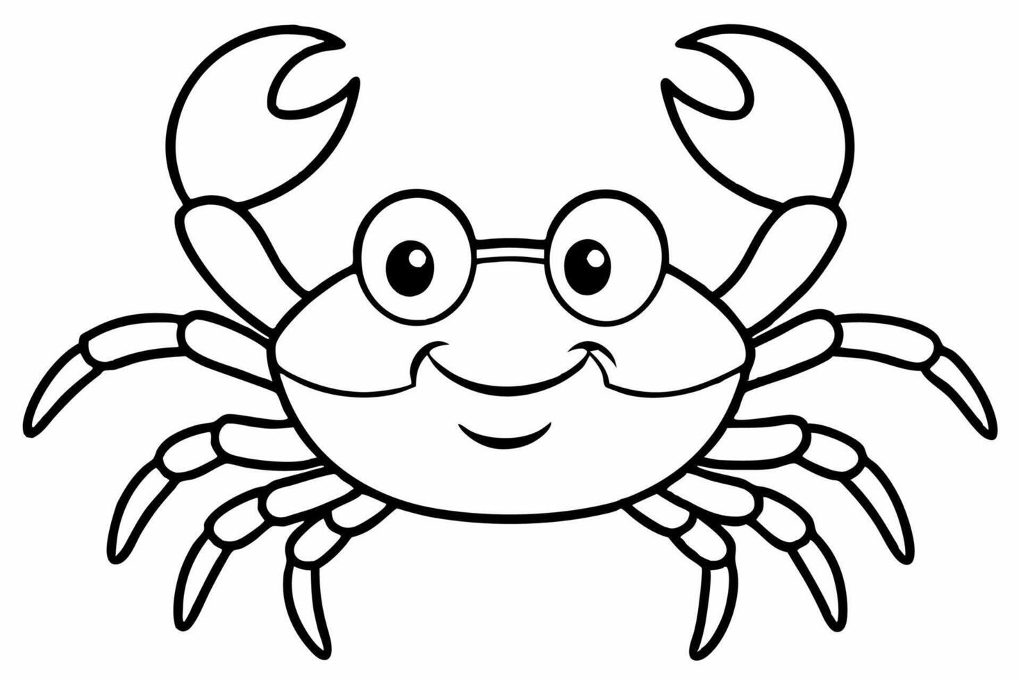 Funny Crab Illustration with White Background Cartoons, Clipart, Line Art Design, Funny crab illustration, perfect for cartoons, clipart, and line art designs with a white background. vector