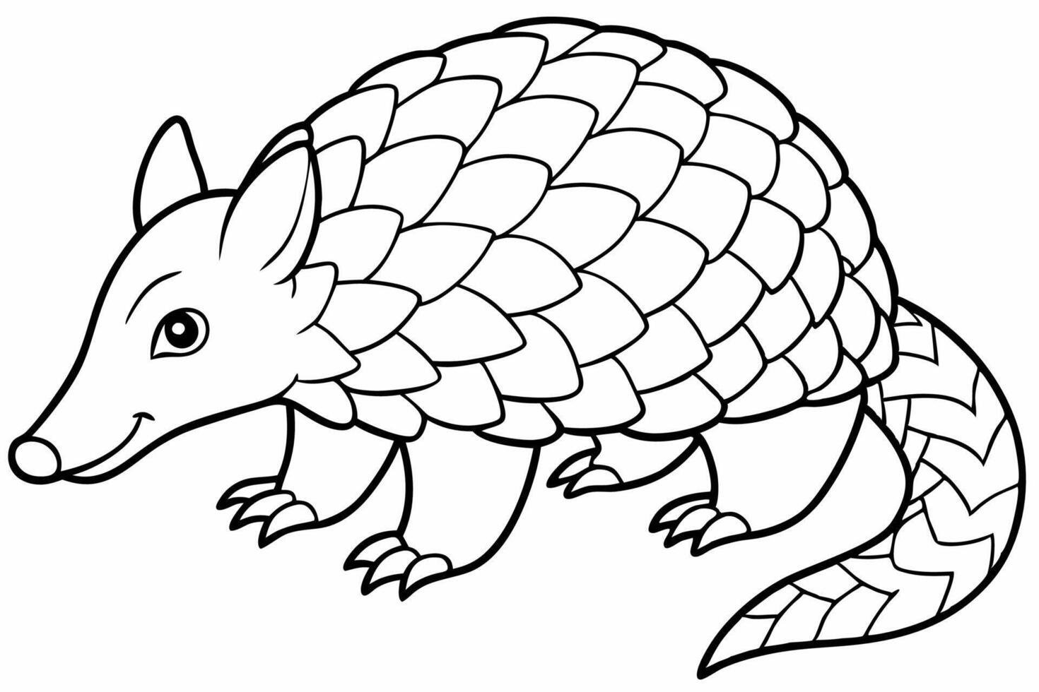 Funny Pangolin Cartoon Illustration Clipart And Line Art Design, Funny pangolin illustration, cartoon clipart And line art design on a white background. vector